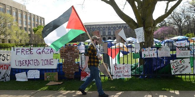 Columbia University students demonstrate against Israeli aggression on Gaza