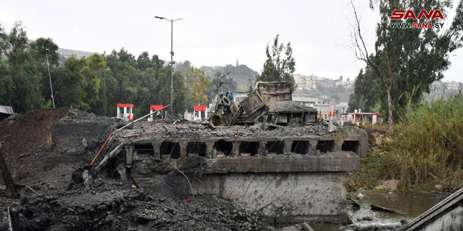 Extensive damages to bridges as a result of Israeli aggression on border crossings in Tartous and Homs provinces