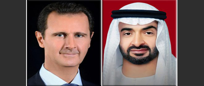 Presidentes de Siria y Emiratos Árabes Unidos conversan sobre relaciones bilaterales y situación positiva en la arena árabe