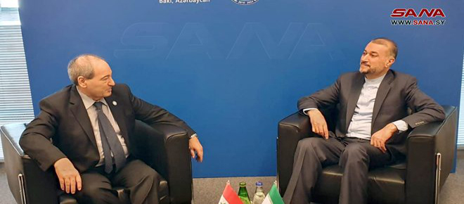 Cancilleres de Siria e Irán analizan acontecimientos regionales e internacionales en Bakú