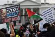 تظاهرات در مقابل کاخ سفید در اعتراض به تجاوزات اسرائیل به غزه و حمله به رفح