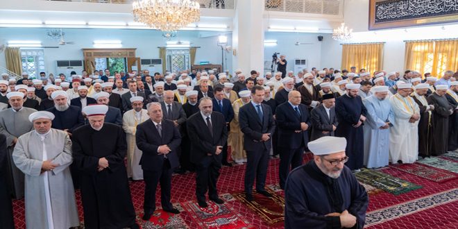 رئیس جمهور بشار الاسد نماز عید قربان را در مسجد الروضه در دمشق اقامه کرد 16-6-2024